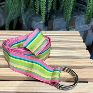 Ralph Lauren Rainbow Grosgrain D-Ring Belt Preppy Multicolor Belt